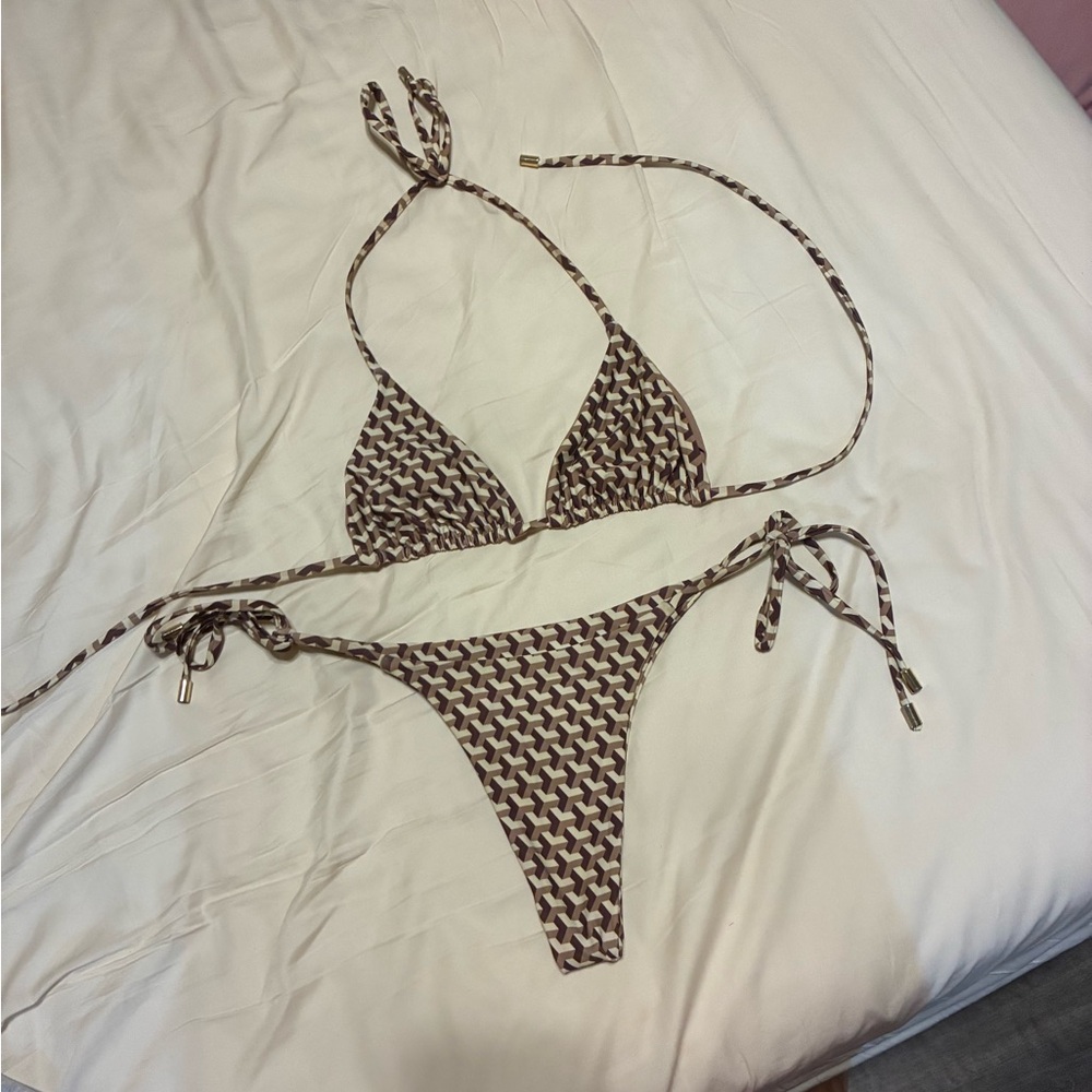 Monday Swimwear Brown Geometric Bikini